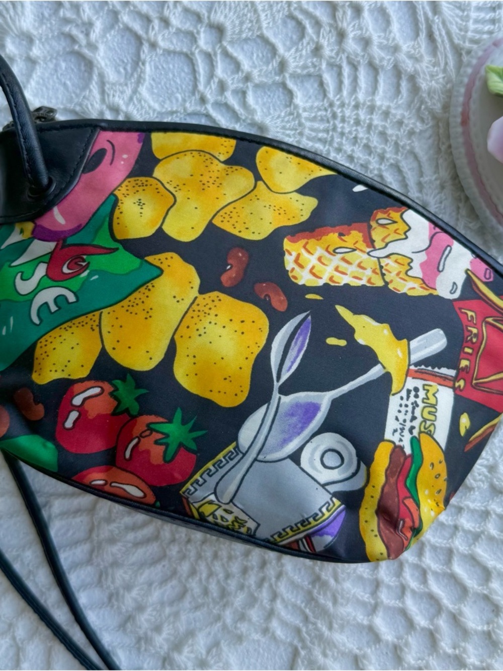 Vintage 90s Nicole Miller food print mini bag Y2K kitschy pop art purse - Picture 2 of 5